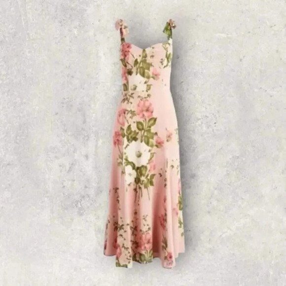 Reformation Dresses & Skirts - Reformation Nadira Tie Strap Sweetheart Floral Midi ROSE GARDEN B290